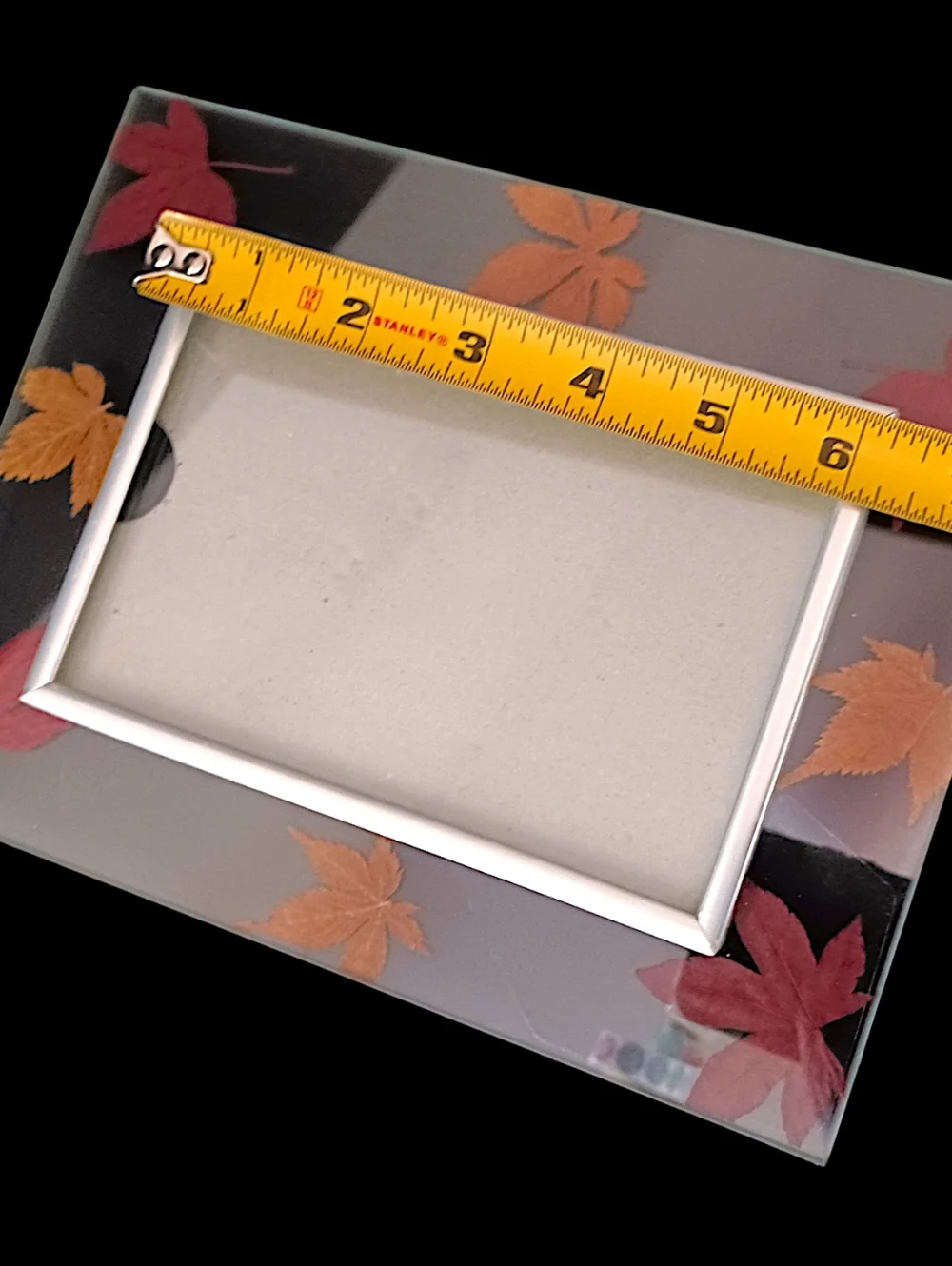 Vtg Dried Pressed Leaf Picture Photo Frame Lead Glass‎ Maple Leaves Farmhouse